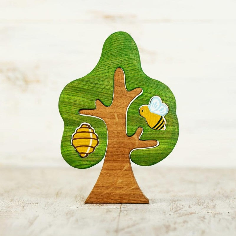 Wooden Tree With Bee and Beehive