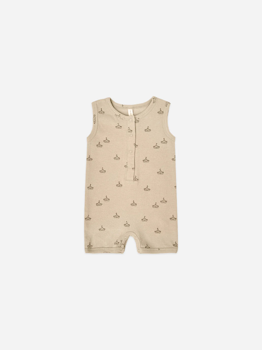 Ribbed Henley Romper | Boats