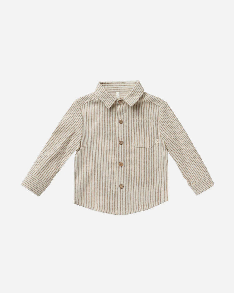 Collared Long Sleeve Shirt | Brass Stripe