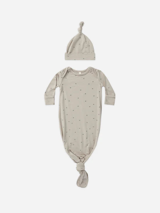 Knotted Baby Gown + Hat Set | Stars