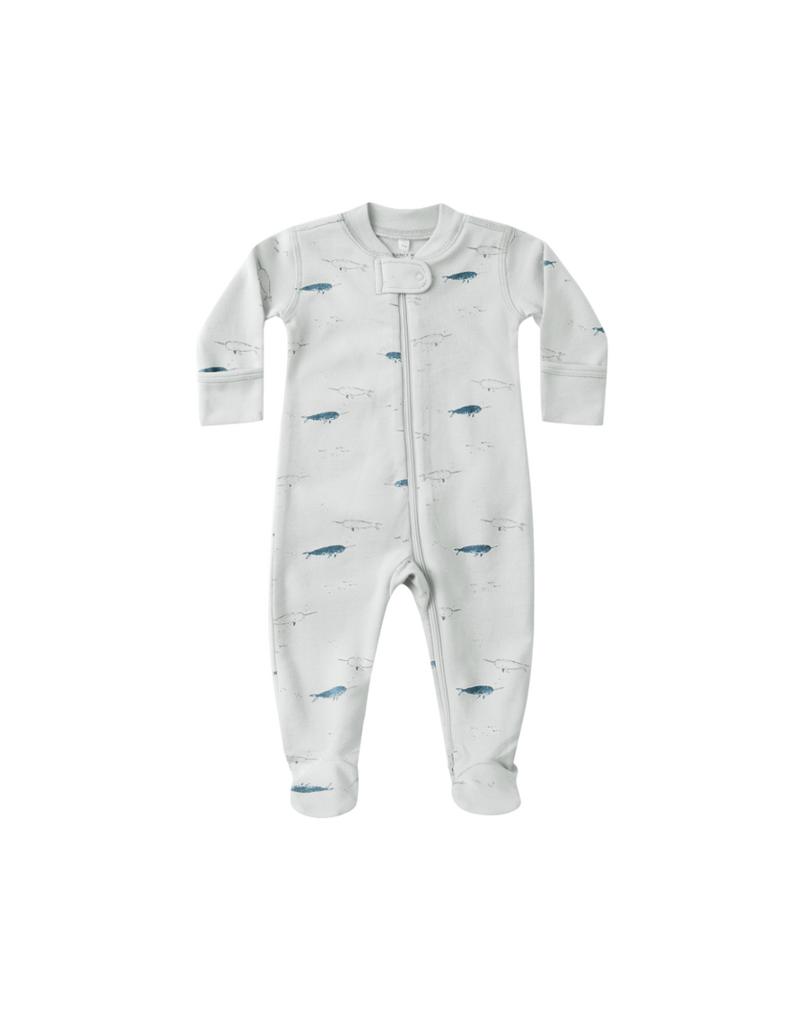 Baby onesie with fish pattern on a white background