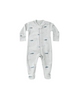 Baby onesie with fish pattern on a white background