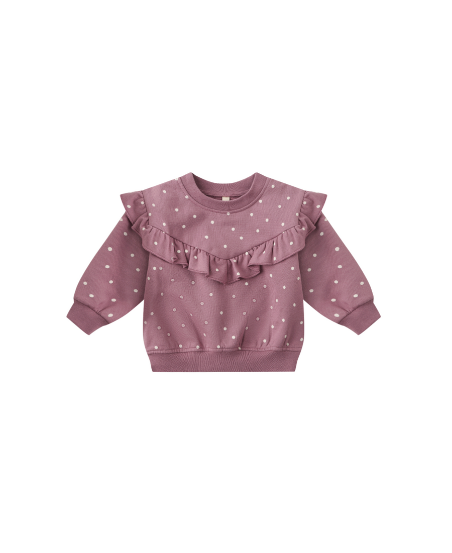 Ruffle Fleece Sweatshirt | Polka Dots
