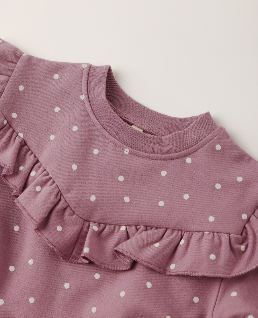 Ruffle Fleece Sweatshirt | Polka Dots