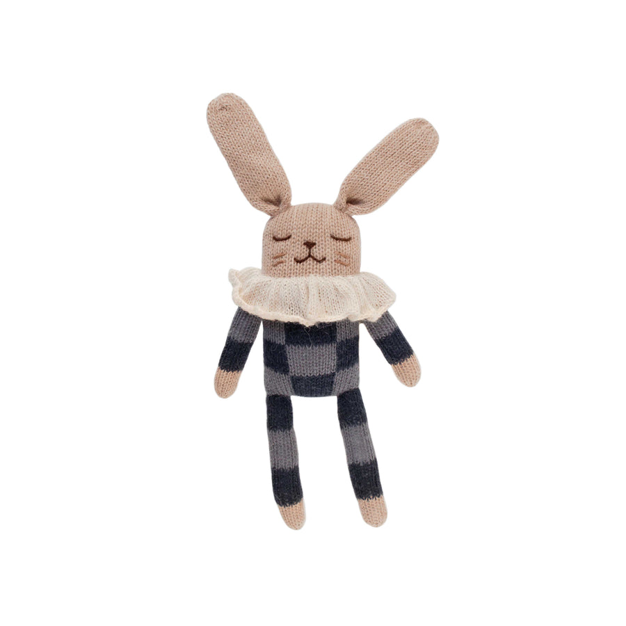 Bunny Soft Toy in Navy Check Pajamas