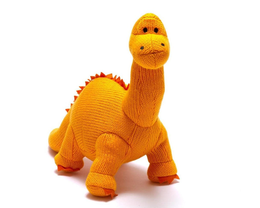 Knitted Orange Diplodocus Dinosaur Plush Toy