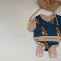 Dino Knit Vest Top Bottom Set