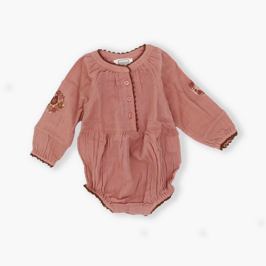 Embroidered overall Pink Bubble