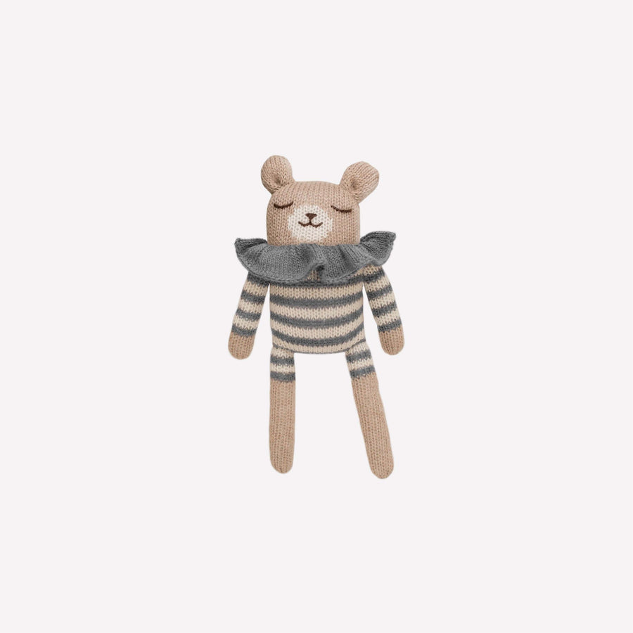 Teddy Soft Toy in Slate Striped Romper
