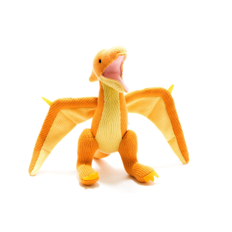 Knitted Yellow Pterodactyl Dinosaur Soft Toy