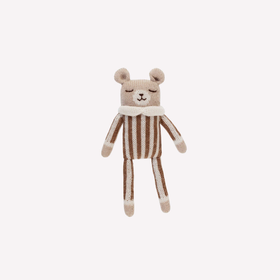 Teddy Soft Toy in Nut Striped Jumpsuit